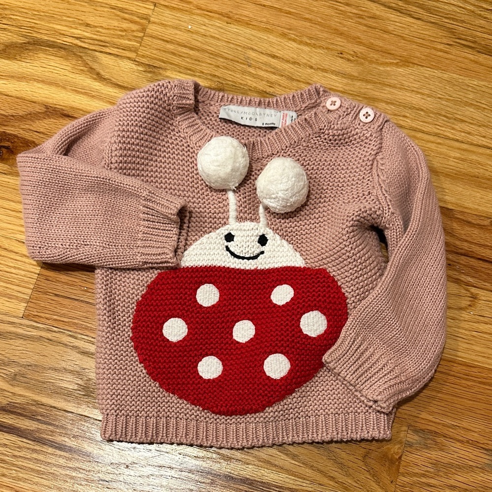 Stella McCartney Kids Pink Ladybug Knit Sweater